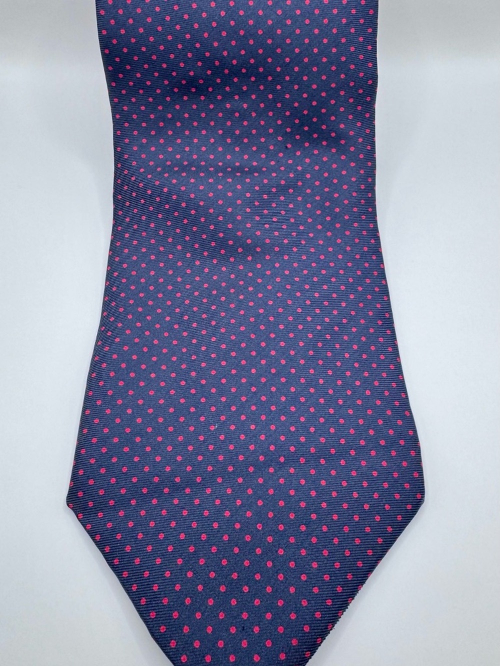 Dior Navy Tie with Pink Dot Pattern